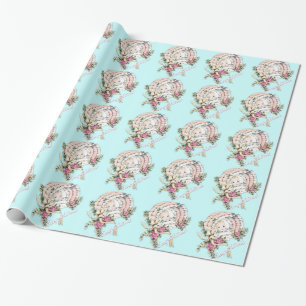 Cadeau Papier d'emballage rose vintage pour baby shower