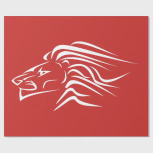 Cadeau Papier d'emballage rouge avec Lion ou choisissez l