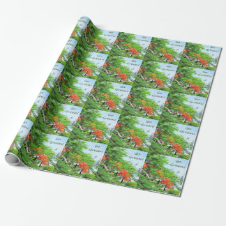 Cadeau Papier d'emballage rouge d'arbre de flamme de