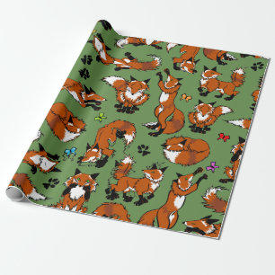 Cadeau Papier d'emballage rouge de Fox - choisissez la