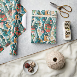 Cadeau Papier d'emballage sans couture de Noël Renne 300d
