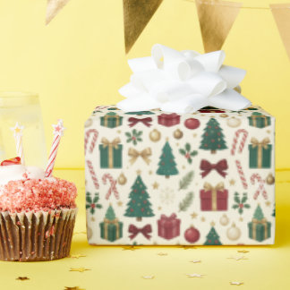 Cadeau Papier d'emballage sans couture Icons de Noël 
