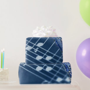 Cadeau Papier d'emballage Saxophone Bleu