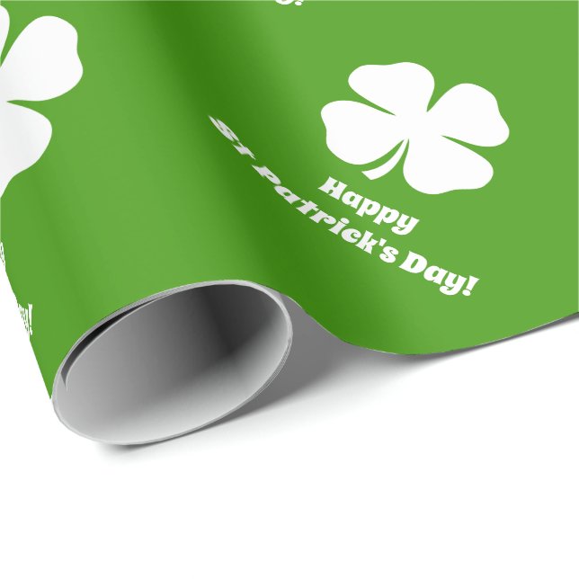 Cadeau Papier d'emballage shamrock de la fête de la St Pa (Coin rond)