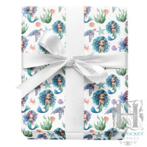 Papier d'emballage Sirène Bleue