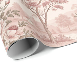 Cadeau Papier d'emballage Toile de Jouy Rose Poussiéreux 