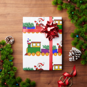Cadeau Papier d'emballage Train de vacances de Noël