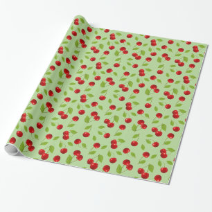 Cadeau papier d'emballage très cerise - sur fond vert