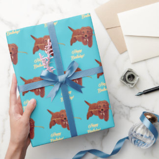 Cadeau Papier d'emballage Turquoise Golden Doodle