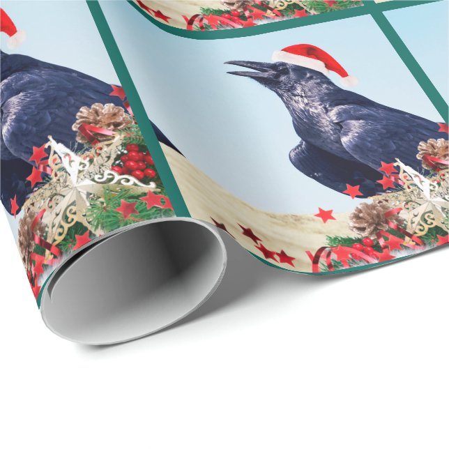 Cadeau Papier d'emballage unique de Noël Père Noël Raven (Coin rond)