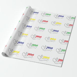 Cadeau Papier d'emballage vibrant Jésus amour chrétien