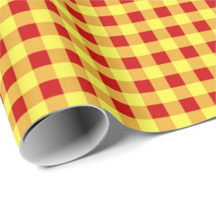 Cadeau Papier d'emballage, Vichy rouge et jaune