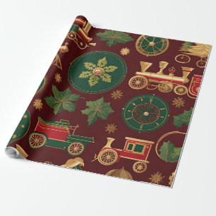 Cadeau papier d'emballage victorien de noël