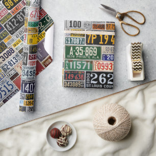 Cadeau Papier d'emballage vintage des plaques de licence