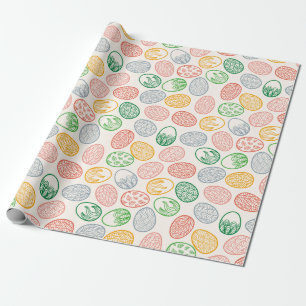 Cadeau Papier d'emballage vintage du motif d'oeufs de