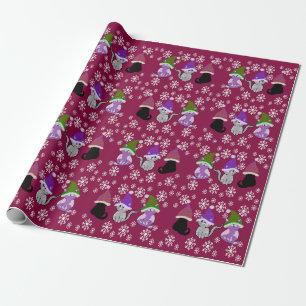 Cadeau Papier d'emballage violet casquette Kitty cat