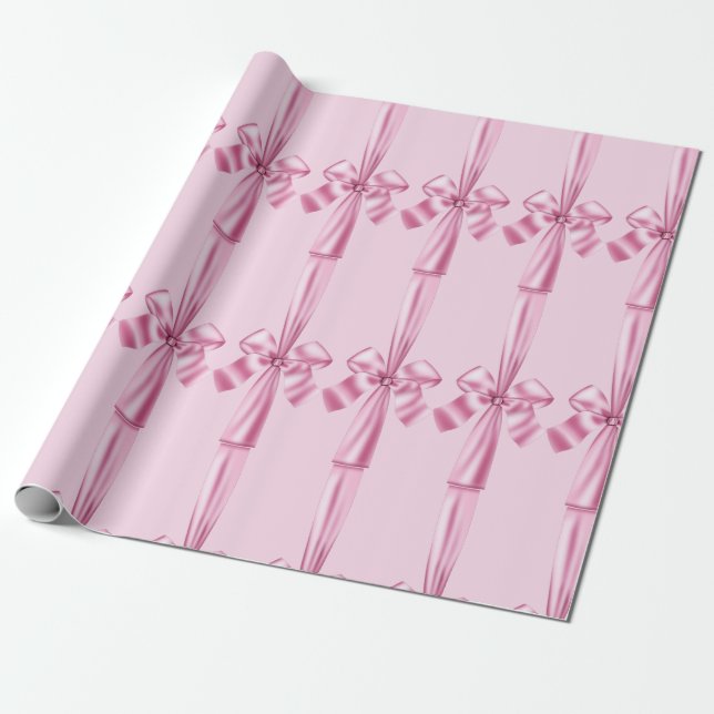 Cadeau Papier d'enrobage à ruban rose Faux Satin (Déroulé)
