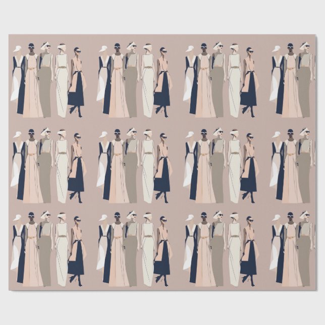 Cadeau Papier d'enrobage d'illustration de mode contempor (Plat)
