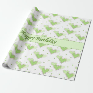 Cadeau Papier d'enveloppe de coeurs de vert de menthe de