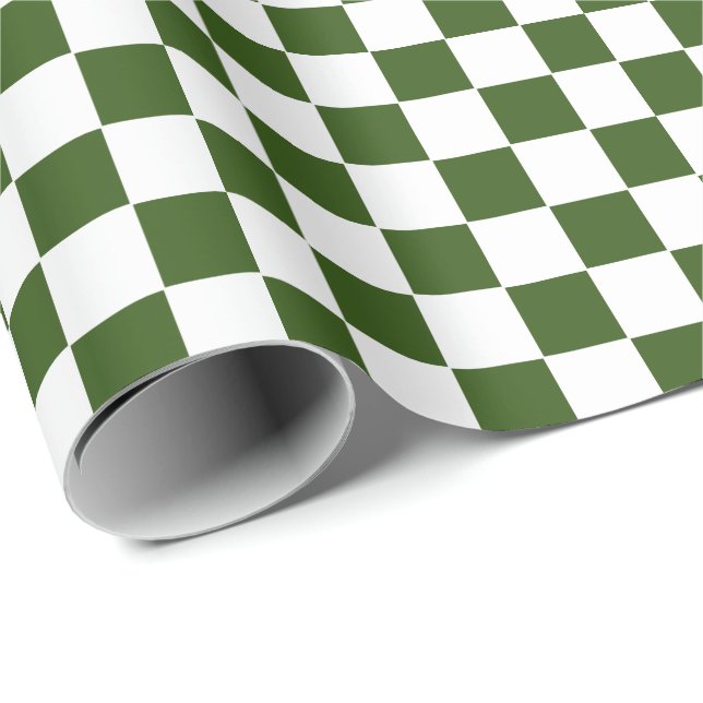 Cadeau Papier d'enveloppement À damiers vert et blanc (Coin rond)