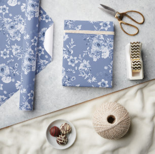 Cadeau Papier d'enveloppement à l'aquarelle bleu-bleu pou