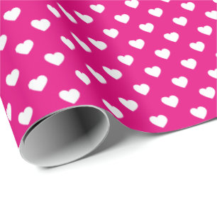 Cadeau Papier d'enveloppement à motifs blanc rose chaud