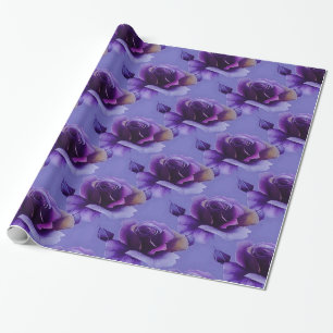 Cadeau Papier d'enveloppement à motifs floraux Rose viole
