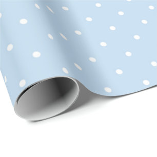 Cadeau Papier d'enveloppement à points Polka bleu clair
