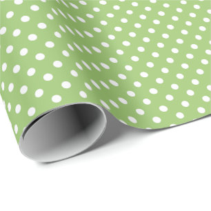 Cadeau Papier d'enveloppement à points Polka vert et bla