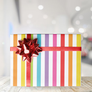 Cadeau Papier d'enveloppement à rayures arc-en-ciel