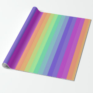 Cadeau Papier d'enveloppement à rayures pastel Rainbow