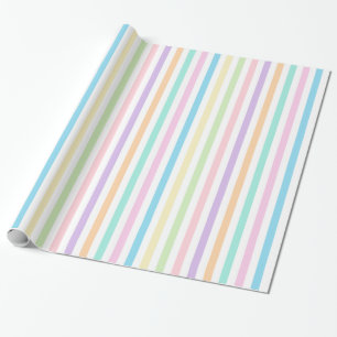 Cadeau Papier d'enveloppement à rayures verticales Pastel