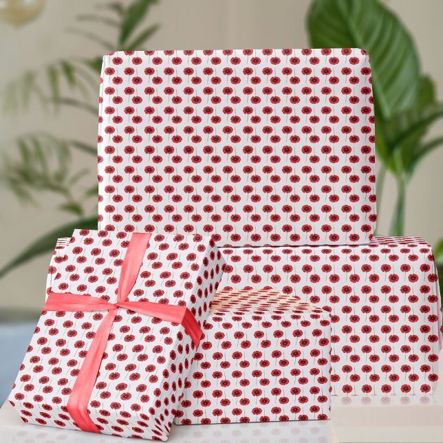 Cadeau Papier d'enveloppement aux fleurs d'août (Cute red poppy wrapping paper just for you)