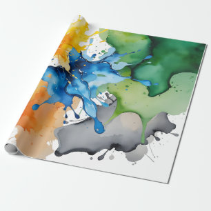 Cadeau Papier d'enveloppement avec rideaux colorés d'aqua