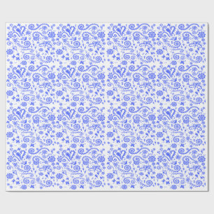 Cadeau Papier d'enveloppement bleu et blanc