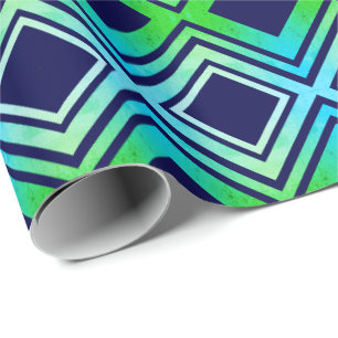 Cadeau Papier d'enveloppement bleu marine vert et Turquoi