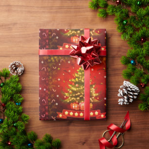 Cadeau Papier d'enveloppement brillant pour sapin de Noël