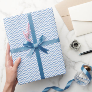 Cadeau Papier d'enveloppement Chevron à aquarelle bleu