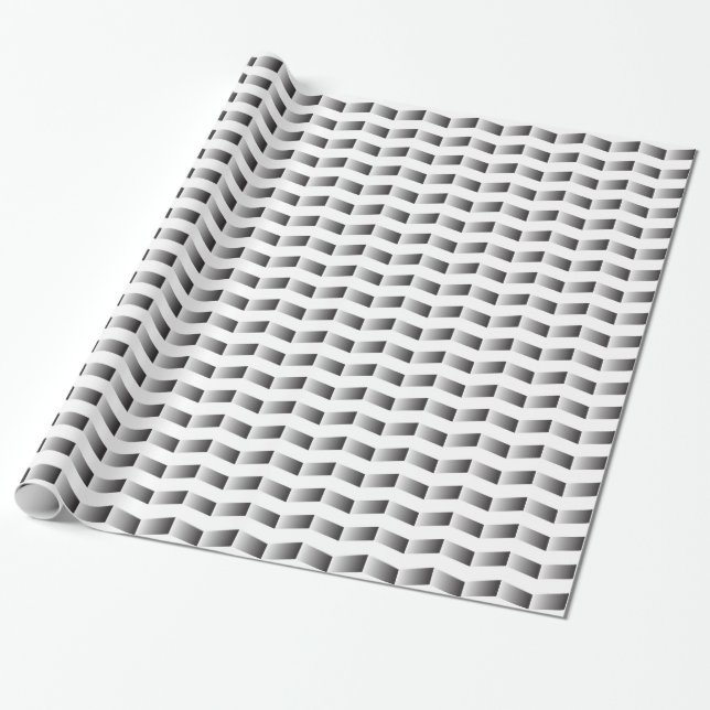 Cadeau Papier d'enveloppement Chevron à dégradé noir et b (Déroulé)