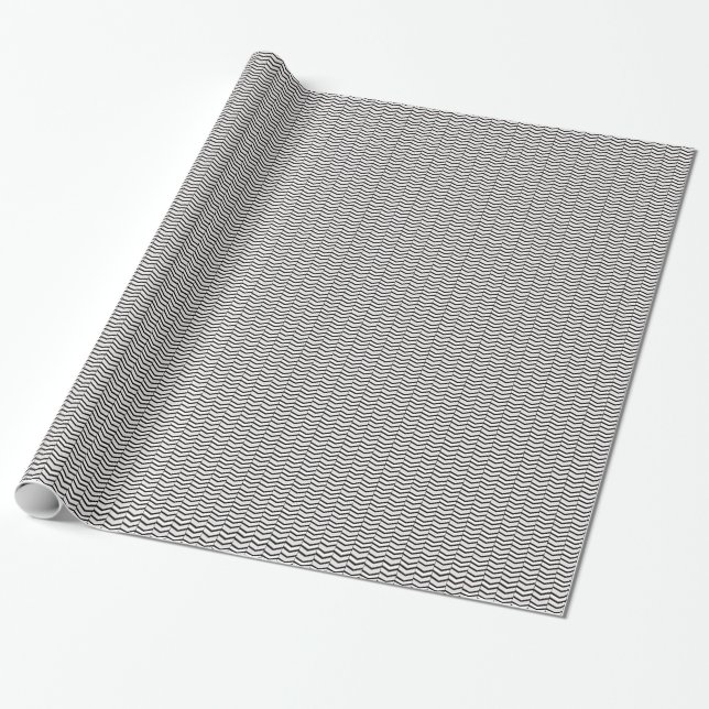 Cadeau Papier d'enveloppement Chevron noir blanc et blanc (Déroulé)