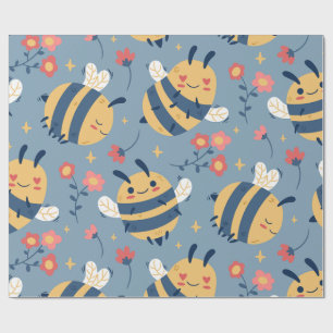 Cadeau Papier d'enveloppement d'abeille pour bébé mignonn
