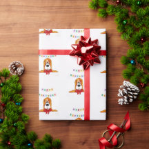 Papier d'enveloppement d'anniversaire de Basset Ho