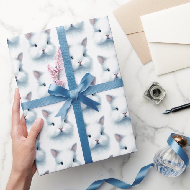 Cadeau Papier d'enveloppement d'aquarelle bleu doux Bunny (Cadeaux)