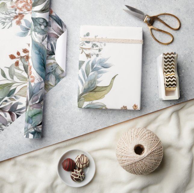 Cadeau Papier d'enveloppement d'aquarelle de feuillage ve (Artisanat)