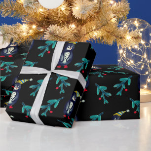 Cadeau Papier d'enveloppement d'aquarelle de Noël Pingoui