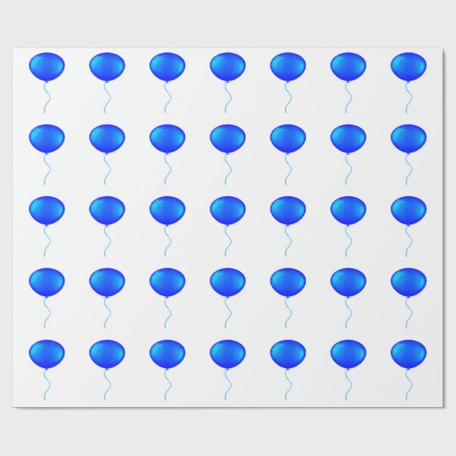 Cadeau Papier d'enveloppement de ballons bleus (Plat)