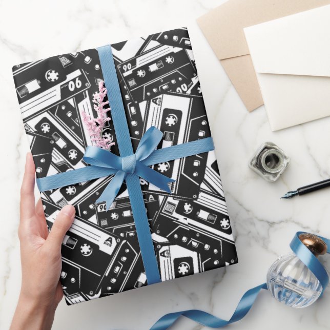 Cadeau Papier d'enveloppement de bande de cassette rétro (Cadeaux)