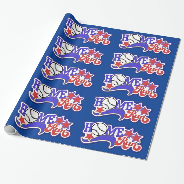 Cadeau Papier d'enveloppement de base-ball Red White & Bl (Déroulé)