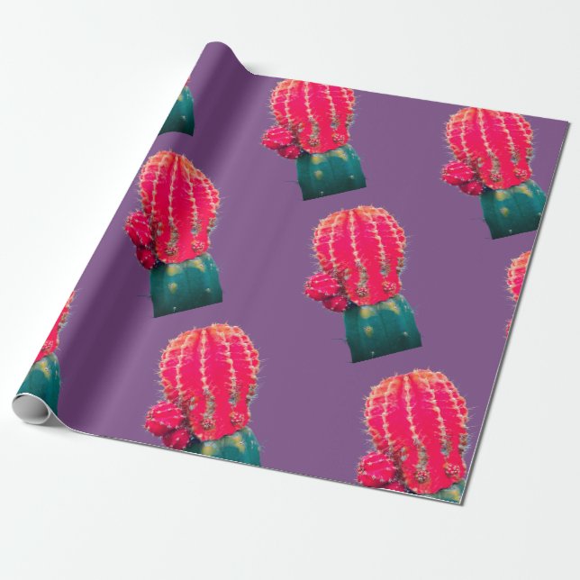 Cadeau Papier d'enveloppement de cactus roses (Déroulé)