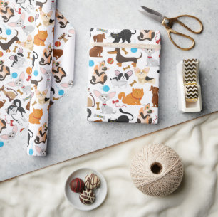 Cadeau Papier d'enveloppement de chats et de chiens migno
